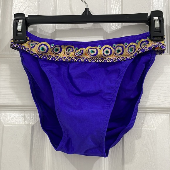 Deep blue purple vintage two piece bikini top and bottom 36B size large bottom - Picture 8 of 14